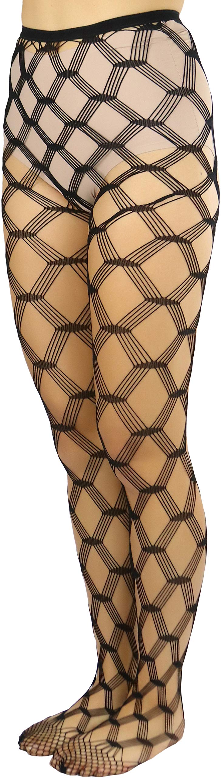 ToBeInStyle Women's Diamond Mesh Pantyhose Stockings - Sexy Sheer Tights for Party, Date Night & Special Occasions