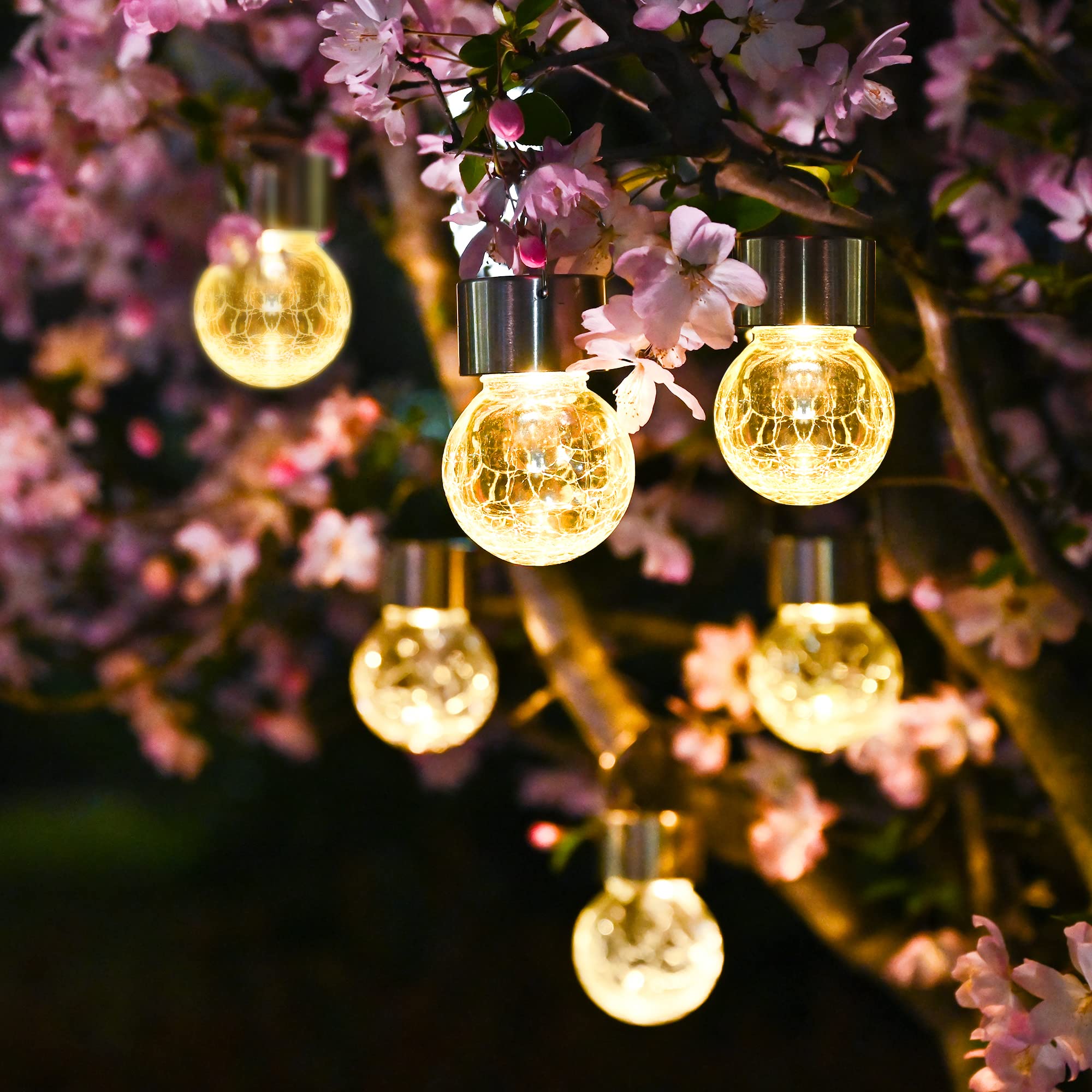 SOLPEX 12 Pack Outdoor Hanging Solar Lights - Waterproof Solar Powered Globe Lights for Garden, Yard, Patio, Lawn & Flower Bed Decoration (Warm White) | Perfect for Evening Ambiance, Pathway Lighting & Outdoor Parties