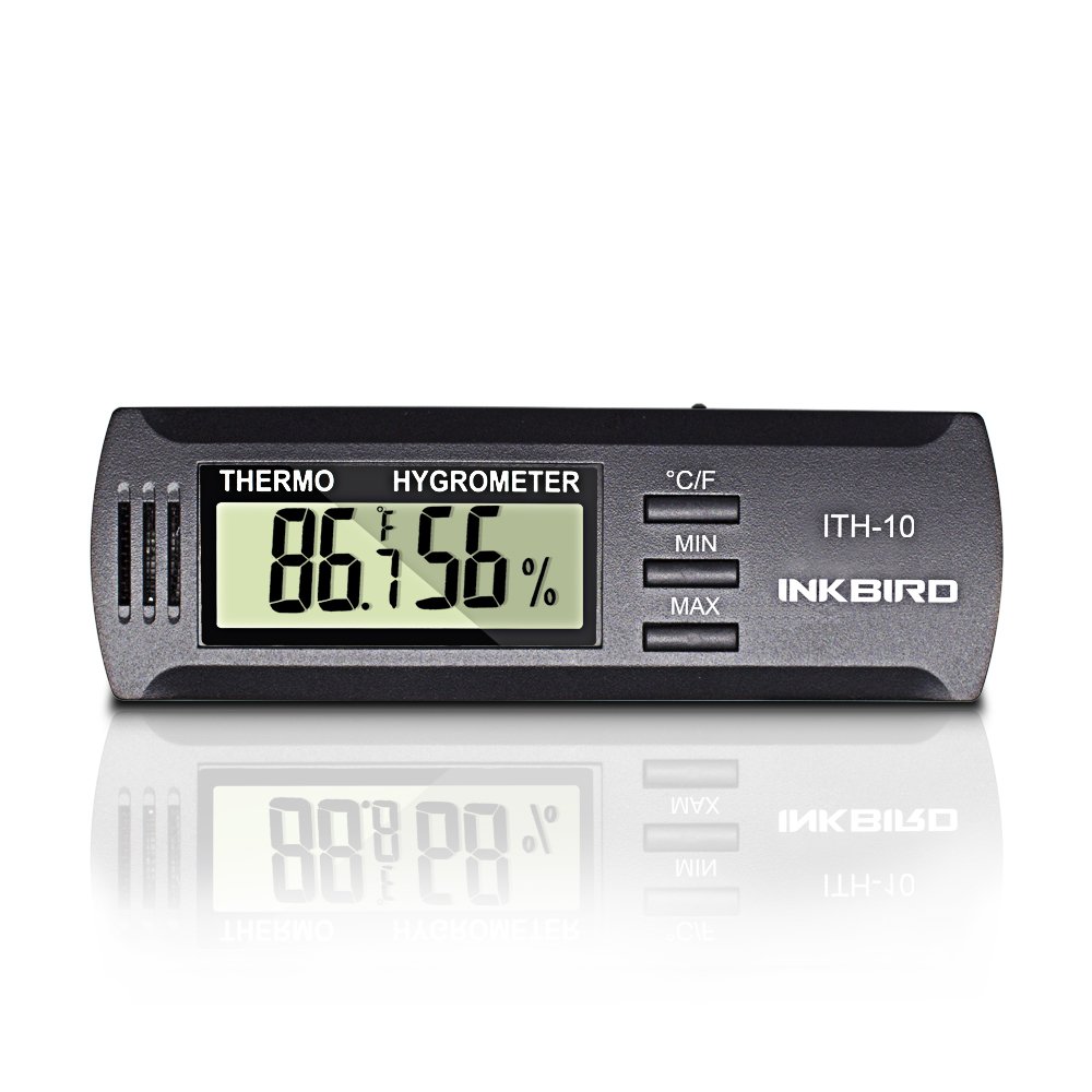 Inkbird Digital Hygrometer Thermometer - Indoor Temperature Humidity Monitor with °F/°C Display for Cigar Humidor, Reptile Terrarium, Greenhouse, Guitar Room, Basement & Incubator - ITH10 (DC 3V Input)