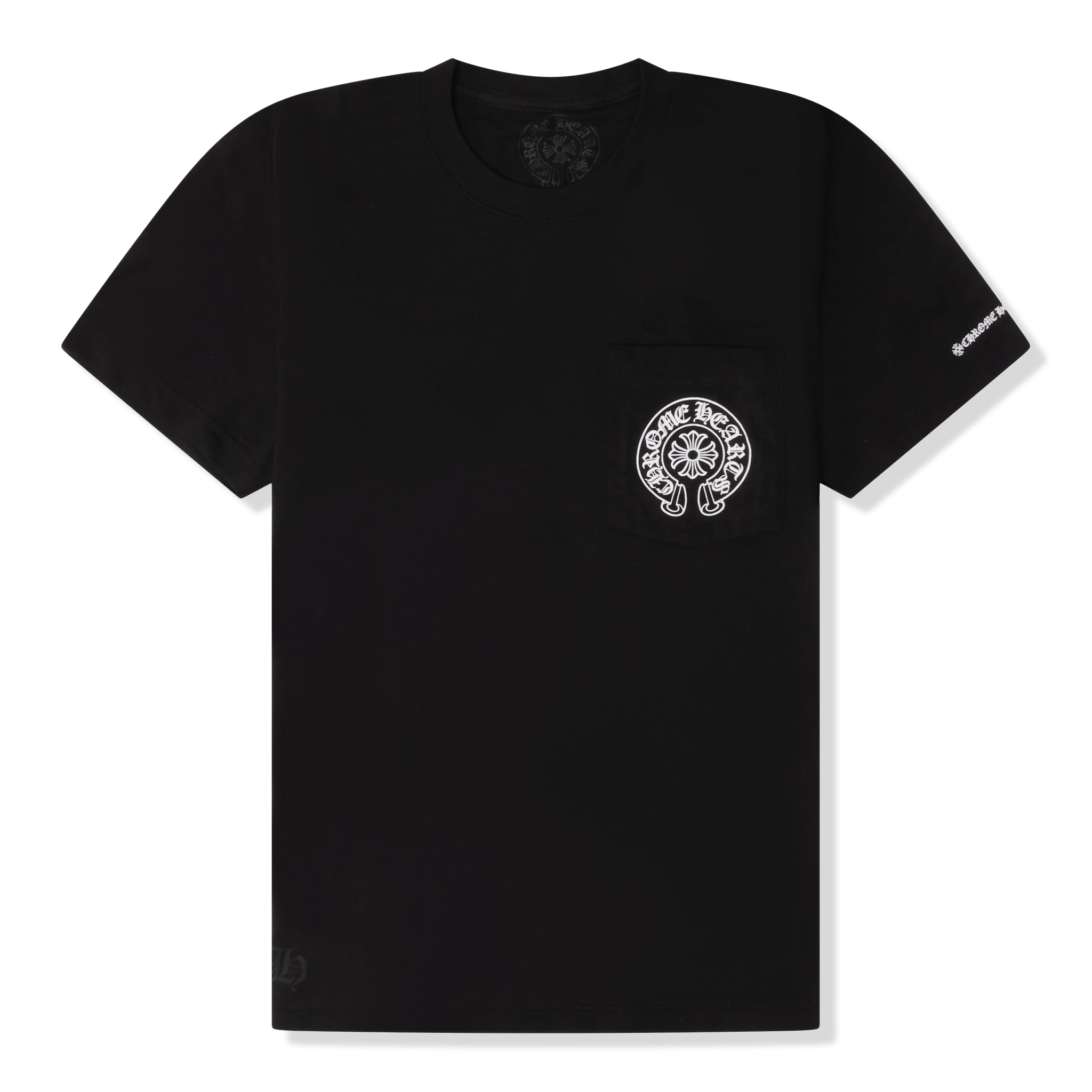 Chrome Hearts Horse Shoe Pocket Logo Black T-Shirt for Men | Gothic Streetwear Fashion | Perfect for Casual Wear, Concerts & Night Out