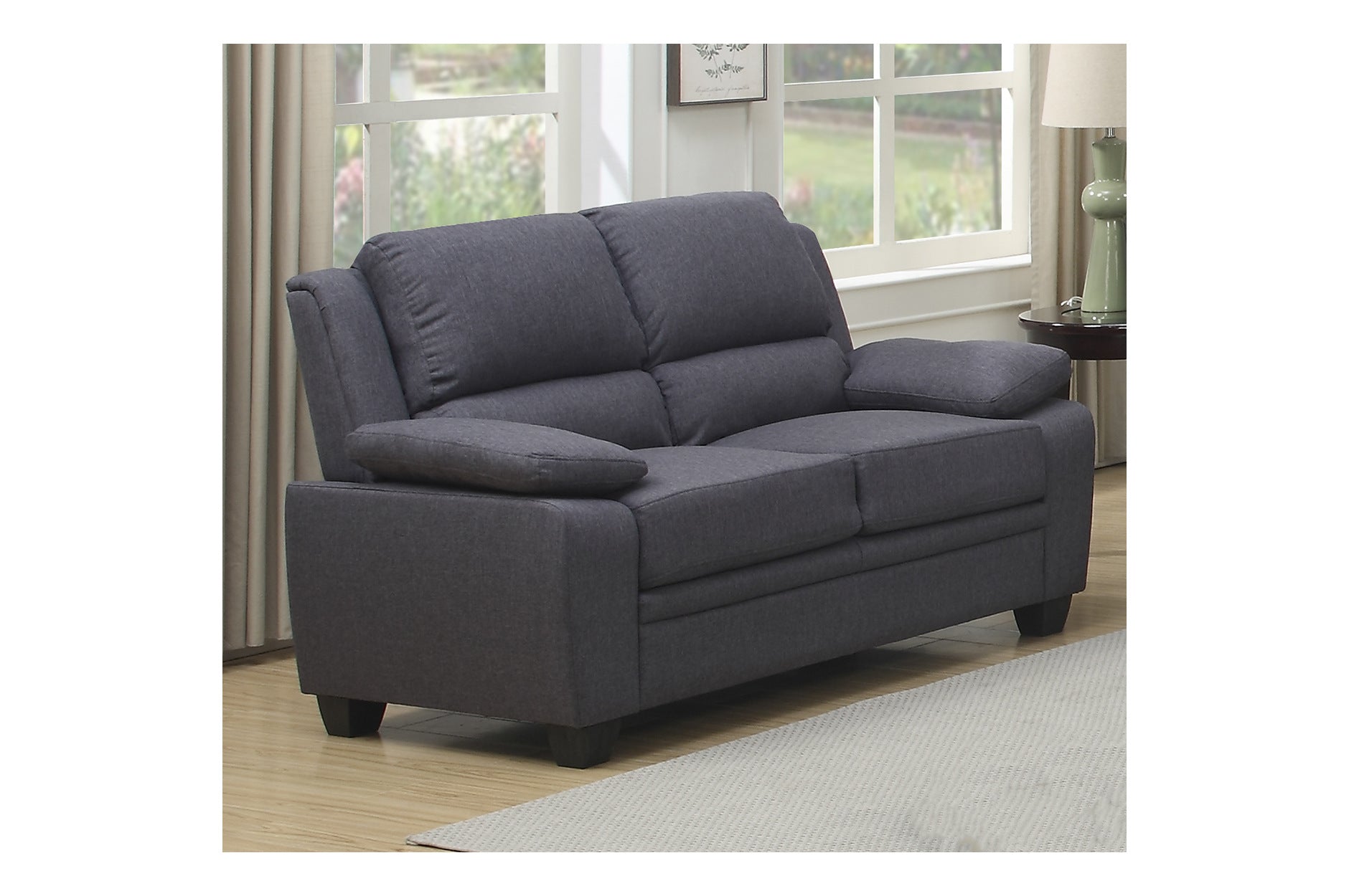 Luxury Grey Fabric Sofa Set with High Back & Arm Pillows - Modern Living Room Furniture for Home & Office Comfort