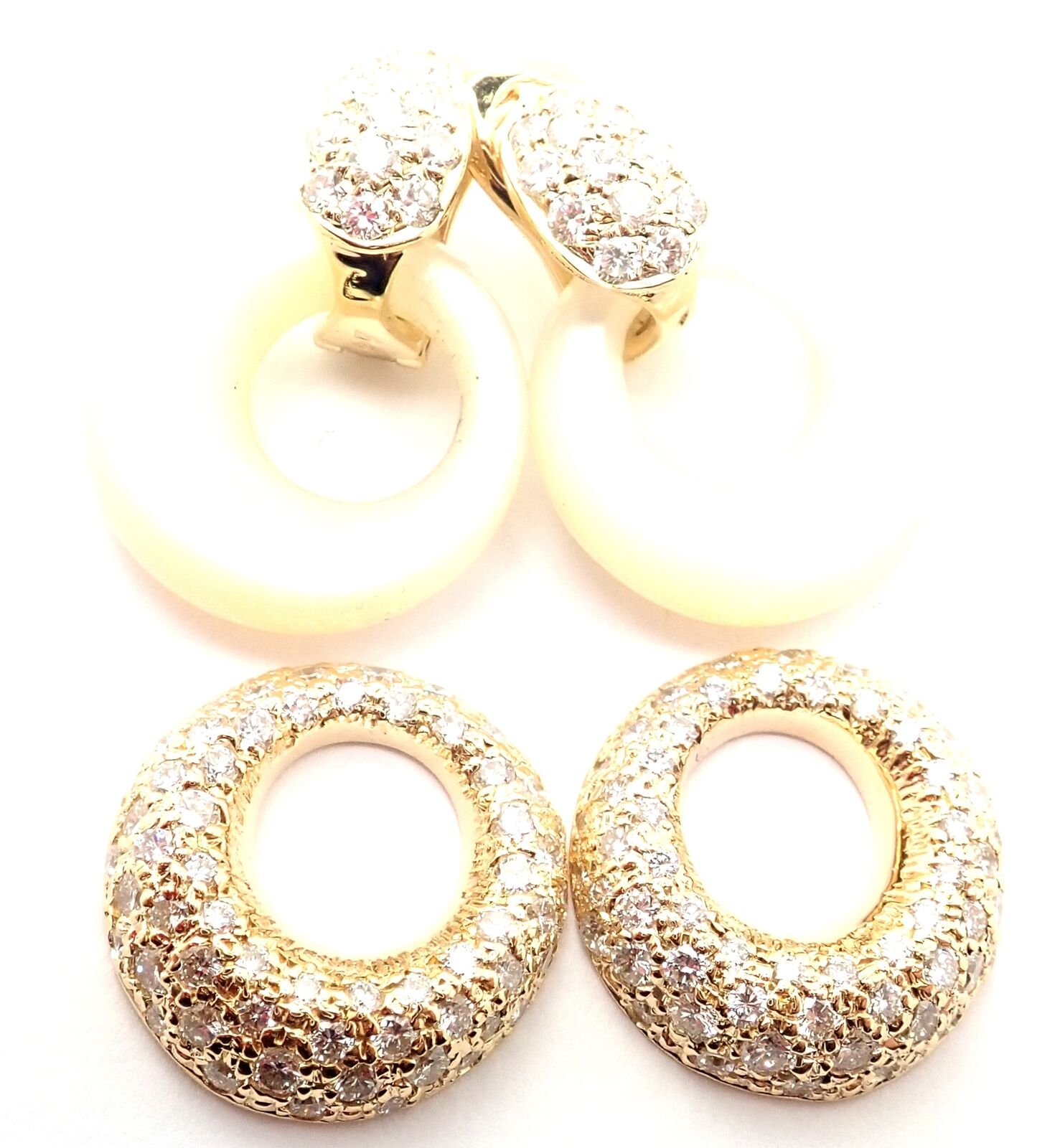 Van Cleef & Arpels 18k Yellow Gold Diamond Mother of Pearl Door Knocker Earrings - Luxury Jewelry for Women, Perfect for Weddings & Special Occasions