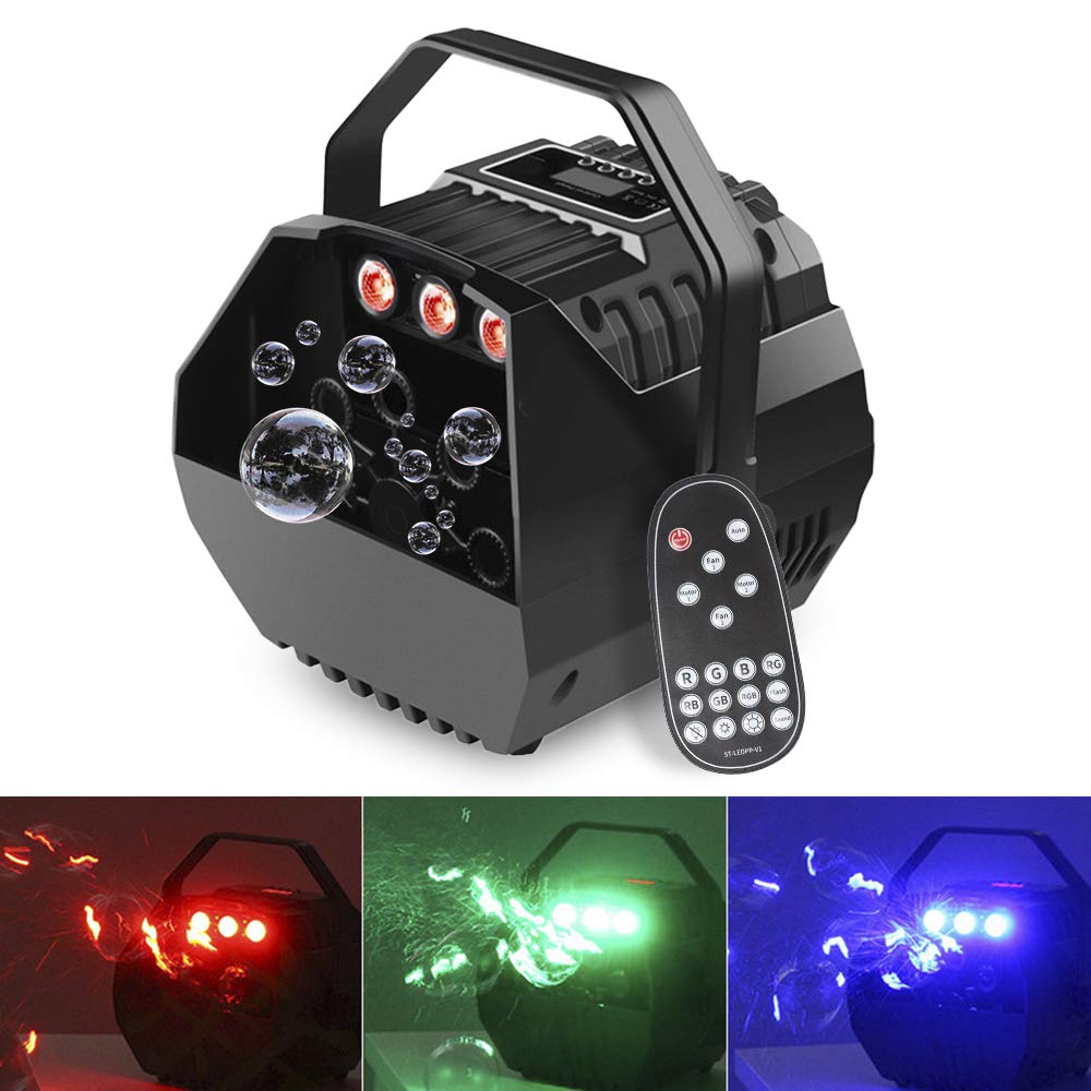 Gdrasuya10 15W LED RGB Bubble Machine with Remote Control - Automatic Bubble Blower for DJ Parties, Stage Shows, Weddings & Outdoor Events | Indoor/Outdoor Bubble Maker for Kids & Adults