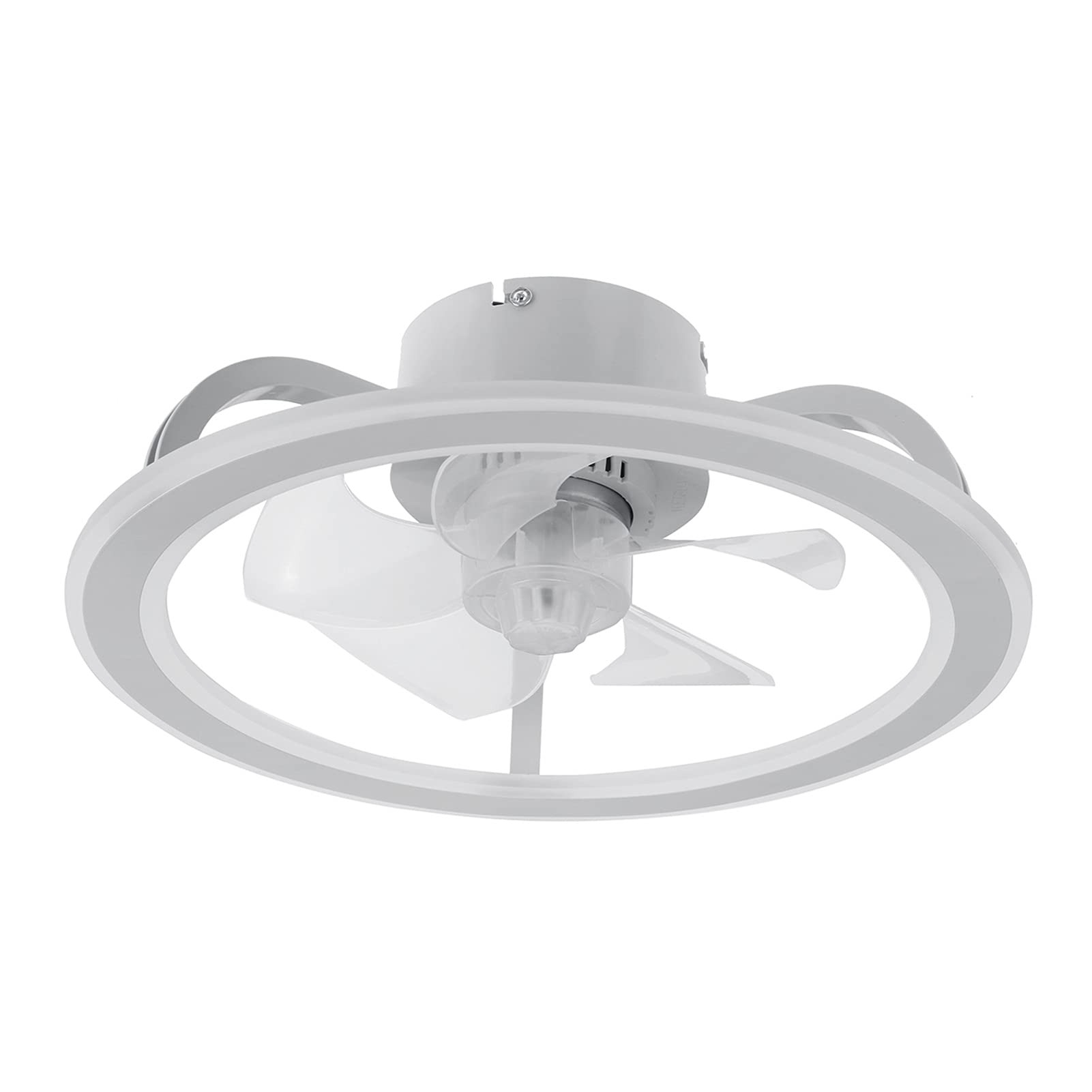 YAYONG Modern Bladeless LED Ceiling Fan with Light - Remote & APP Control, Low Profile Flush Mount, Quiet Operation for Bedroom, Living Room, Kids Room - Energy Efficient Cooling & Ambient Lighting Solution