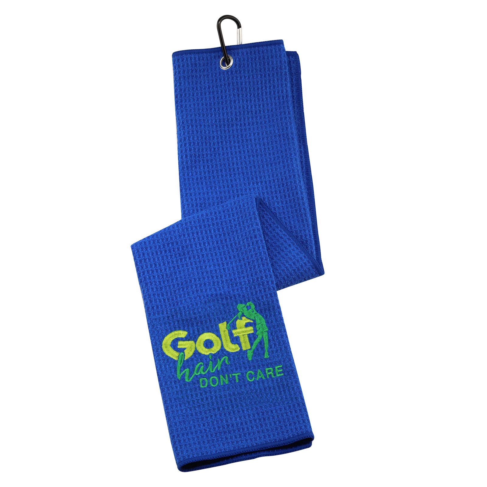 Premium Microfiber Golf Towel for Women - Funny 'Golf Hair Don't Care' Design - Large 38x38cm - Absorbent Sports Towel - Perfect Golf Gift for Her - Ideal for Golf Courses, Driving Range & Outdoor Sports
