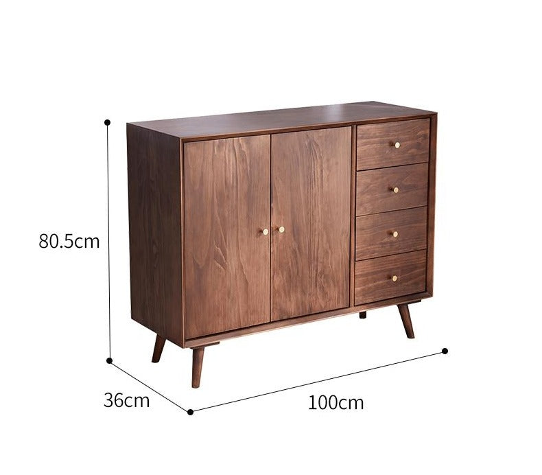 walnut 4 drawers 2 door