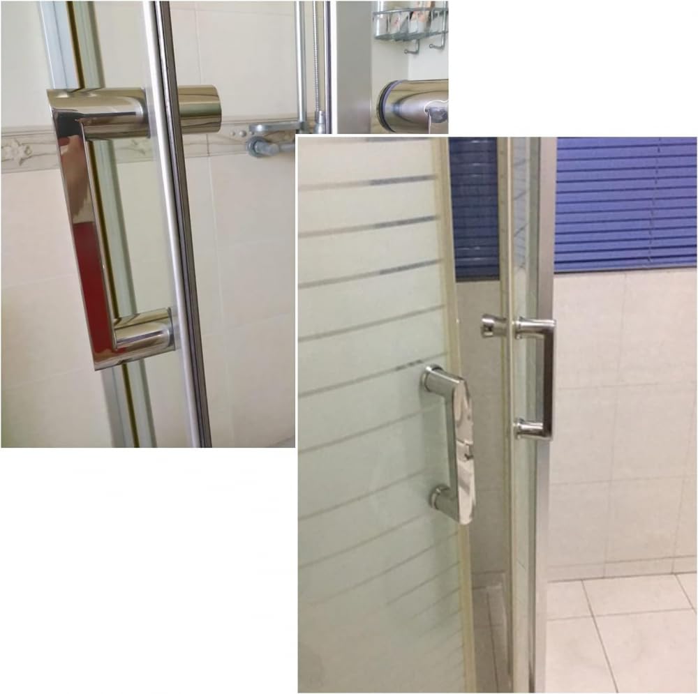 304 Stainless Steel Shower Door Handle for Glass Doors - 145mm Hole Center Spacing, Push and Pull Hardware for Bathroom & Shower Enclosures - Perfect for Modern Home and Commercial Use