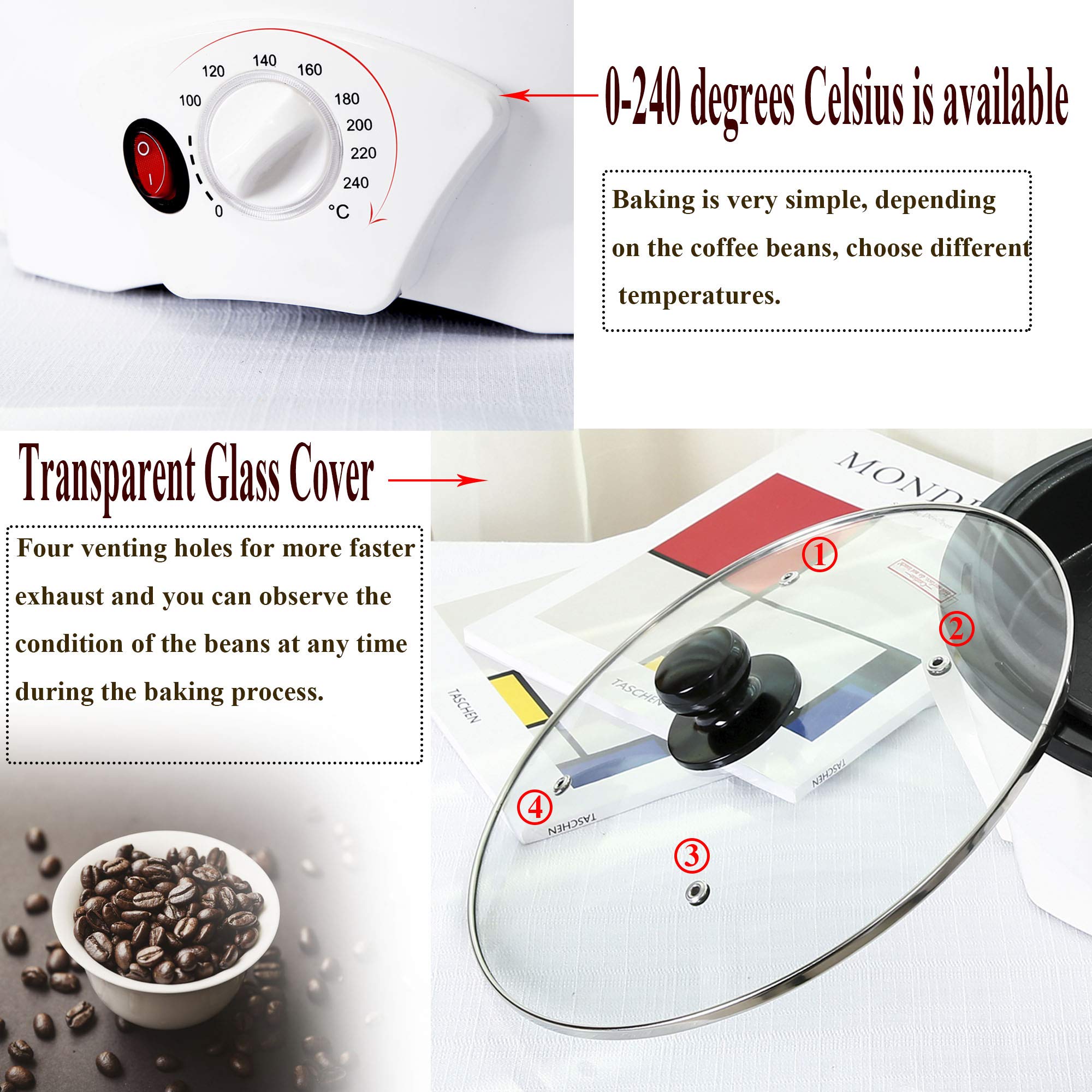LUEUR Electric Coffee Roaster Machine for Home & Commercial Use - 110V Stovetop & Countertop Coffee Bean Roaster - Perfect for Fresh Roasting at Home, Cafes, and Coffee Shops