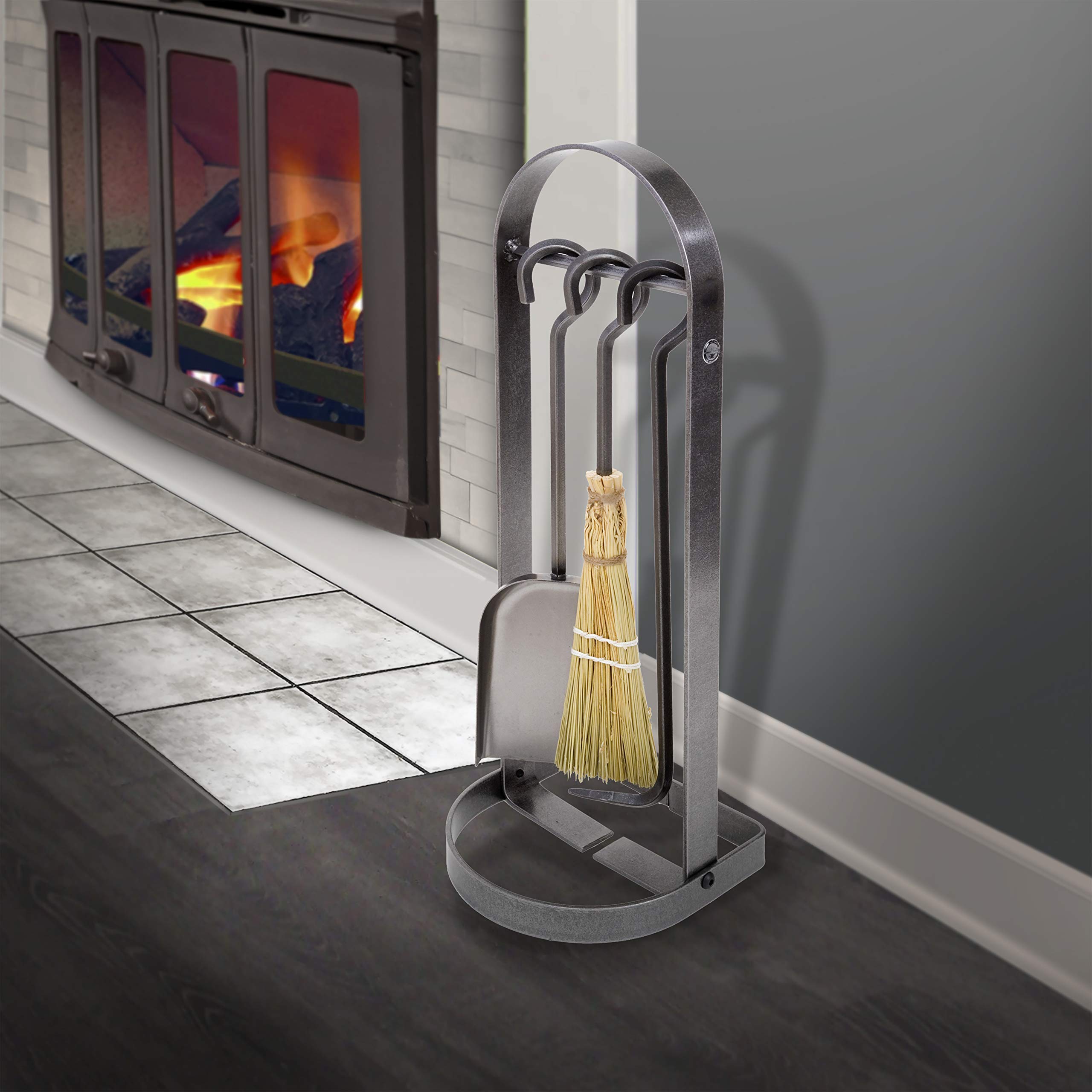 Handcrafted Arch Fireplace Tool Set - Hammered Steel Fireplace Accessories for Home & Hearth - Perfect for Fireplace Maintenance & Cozy Winter Nights