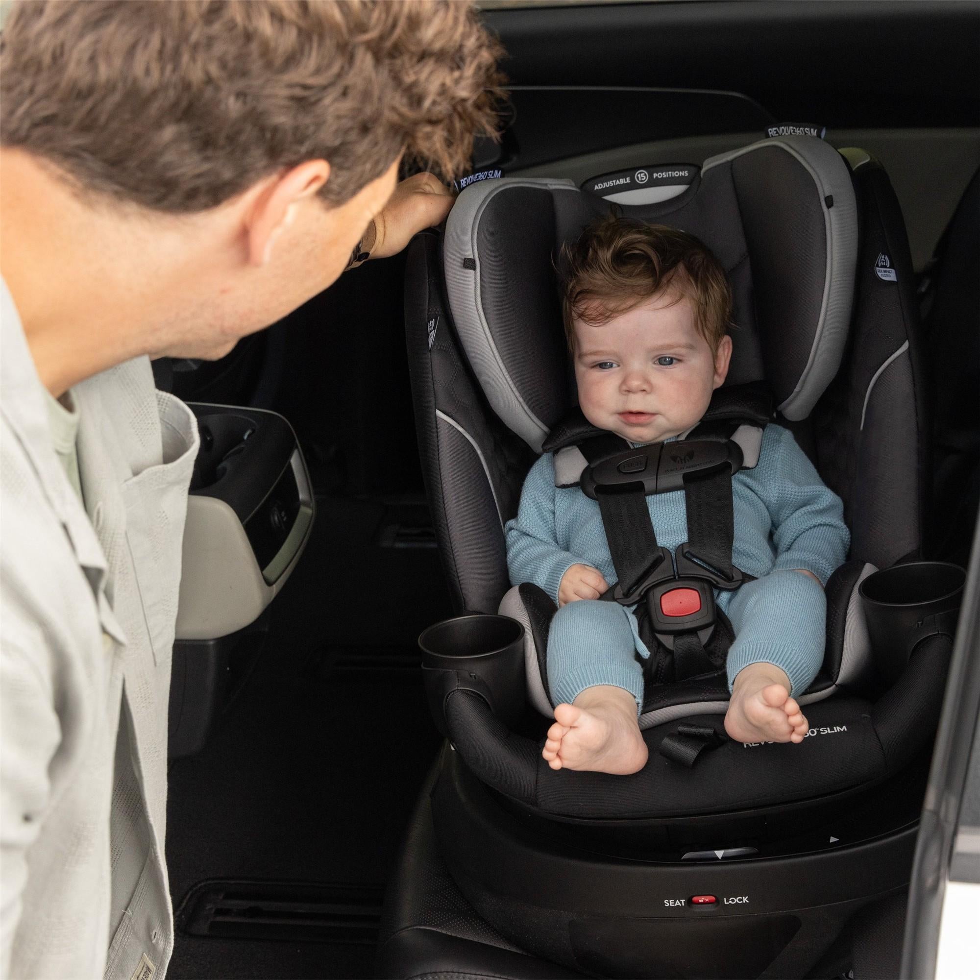 Evenflo Revolve360 Slim 2-in-1 Rotating Convertible Car Seat for Infants & Toddlers - Safe 360° Swivel Design for Easy In & Out - Ideal for Compact Cars and Daily Commutes