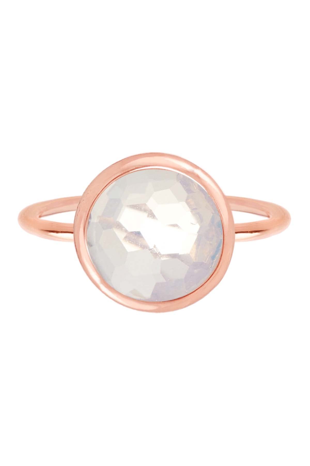 Moonstone Crystal Rose Gold Plated Fancy Cut Candy Ring for Women - Elegant Bohemian Jewelry Gift for Birthday, Anniversary & Special Occasions