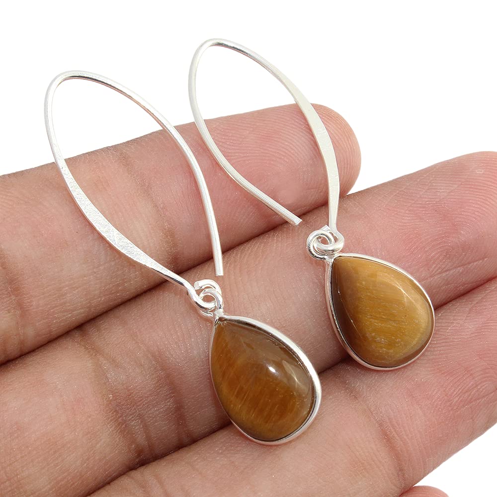 925 Sterling Silver Earrings for Women - Tigers Eye Drop Dangle Earrings | Handmade Jewelry Gift for Mother's Day, Bridesmaid, Birthday | Perfect for Weddings, Parties & Special Occasions