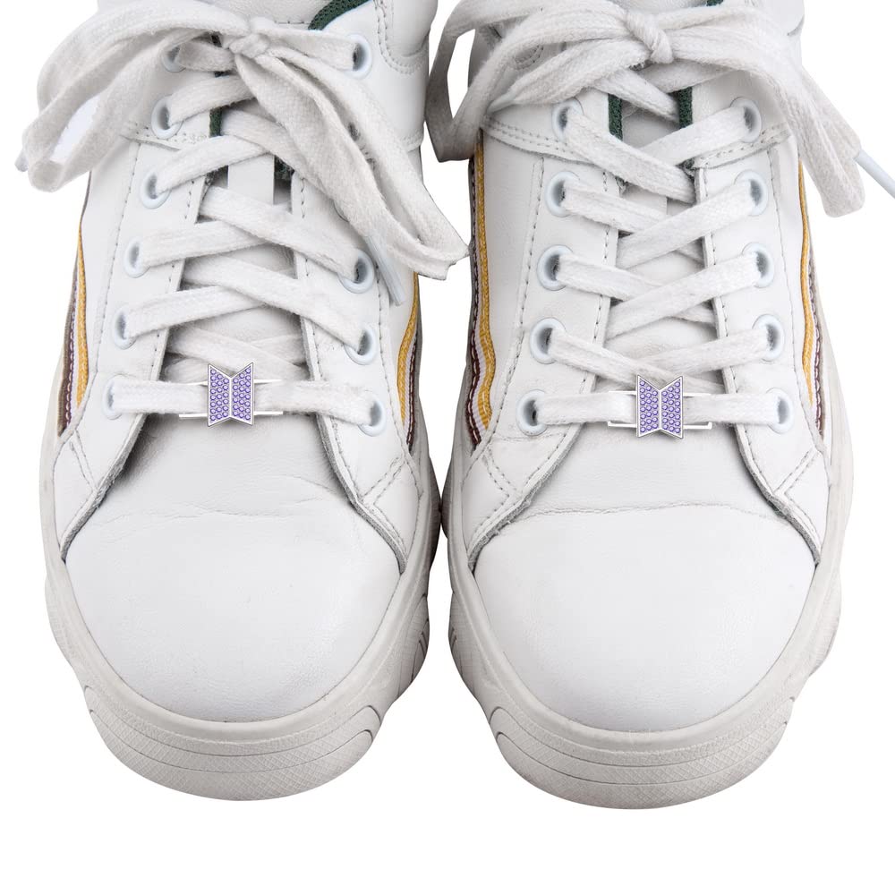 BTS ARMY Shoe Charms - KPOP Bangtan Boys Sneaker Accessories with Cubic Zirconia, Shoe Lace Buckles & Decorations - Perfect Gift for BTS Fans (Ideal for Concerts, Fan Meetings & K-Pop Fashion)