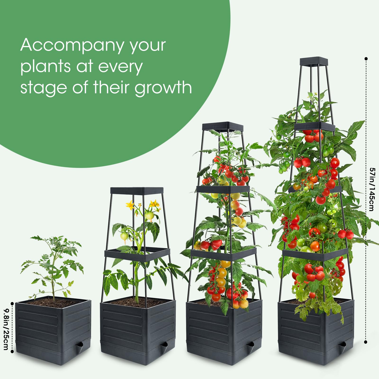 **MQUPIN Self-Watering Raised Garden Bed with Adjustable Trellis – Planter Box for Tomatoes, Climbing Vegetables & Plants – Outdoor Gardening Solution for Patio, Balcony & Backyard**