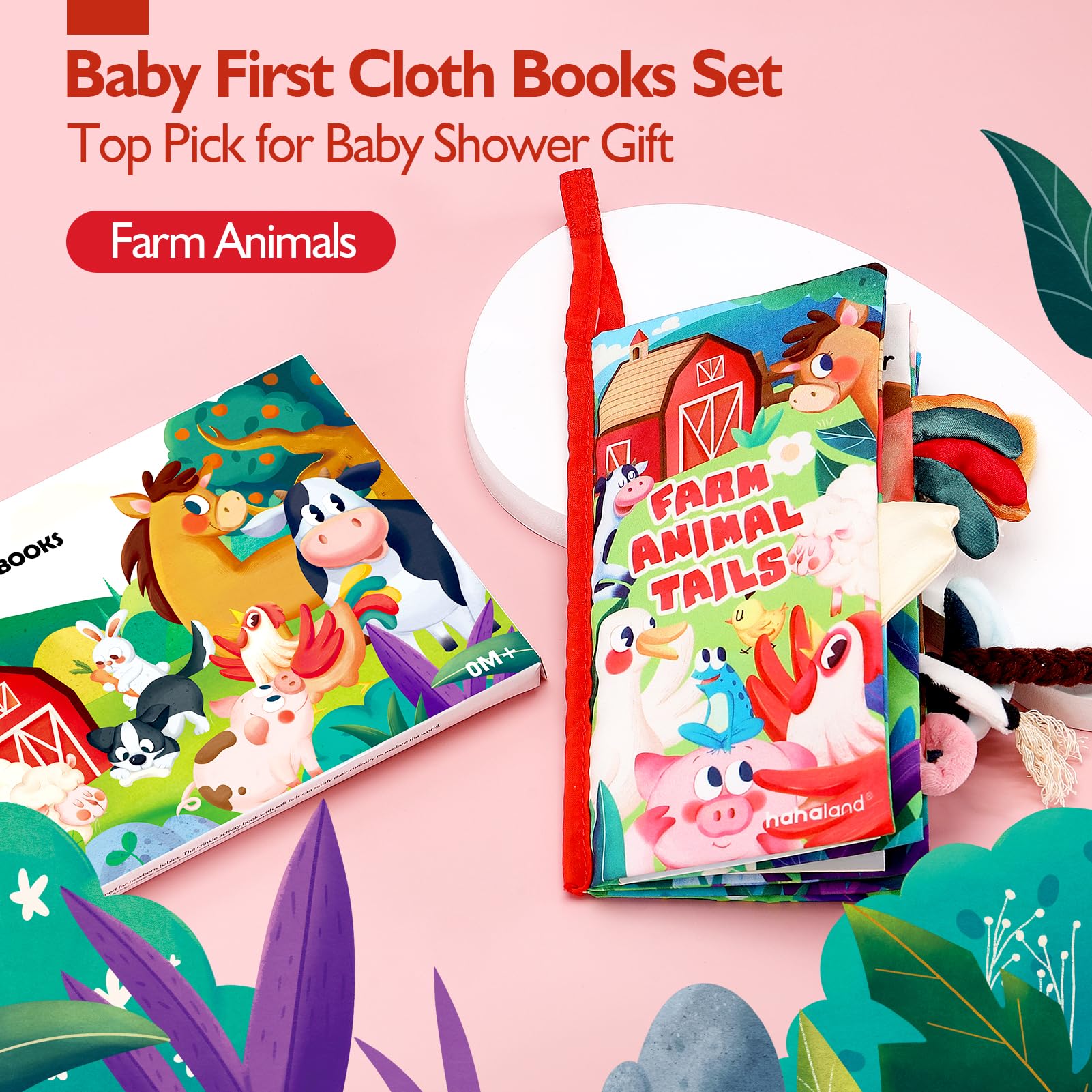 Hahaland High Contrast Baby Books 0-12 Months - Infant Tummy Time Toy & Sensory Touch & Feel Book for Early Learning - Perfect Newborn Gift for Boys & Girls - Great for Nursery, Playtime & Developmental Stimulation