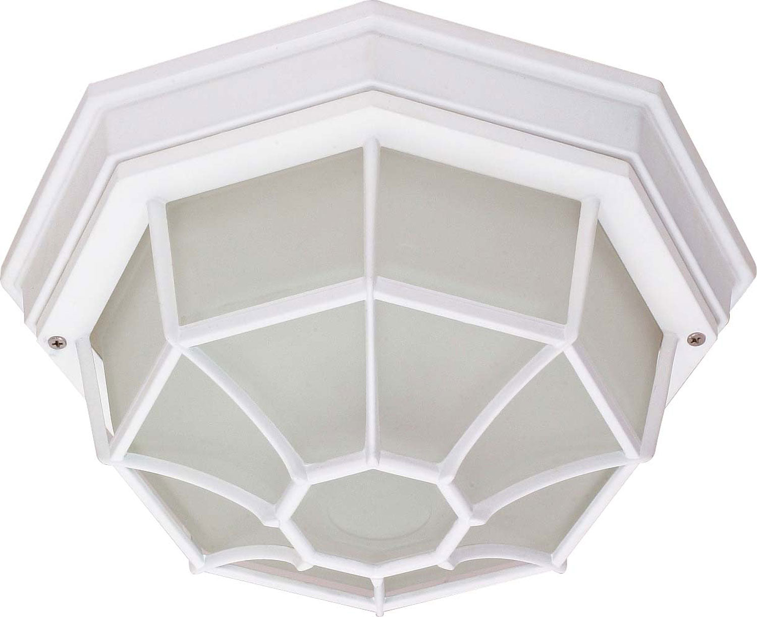11 Inch Outdoor Spider Cage Flush Mount Light Fixture with Glass Lens - Perfect for Porch, Patio, and Garden Lighting