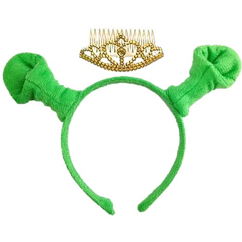 2pc-green Ears Headband W/Separate Crown