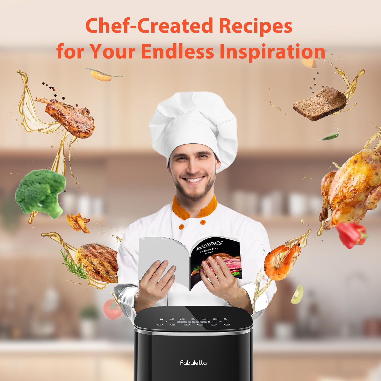 FABULETTA 6QT Air Fryer 11-in-1 Multi-Function, 450°F Max Crisp Technology, Nonstick Dishwasher Safe Basket with Shake Reminder - Perfect for Roasting, Baking, Reheating, Dehydrating, Broiling & Proofing - Ideal for Family Cooking, Meal Prep & Healthy Air Fried Snacks