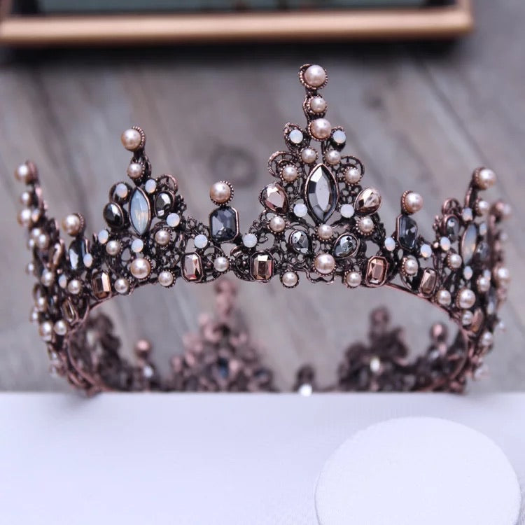 Elegant Geometric Beads Tiara Crown Hairband - Swarovski Crystal Royal Queen Headpiece for Weddings, Prom & Special Occasions