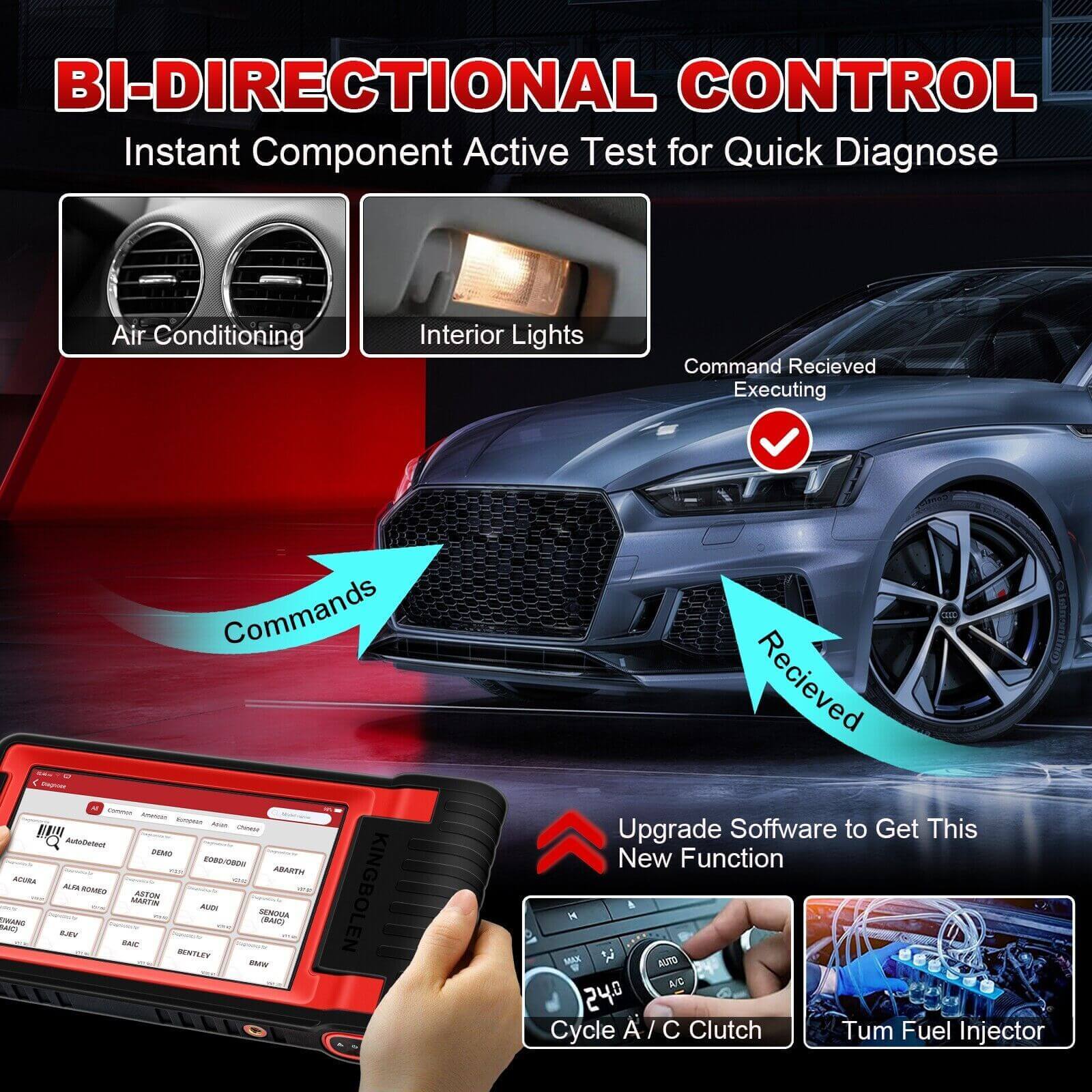 2025 KINGBOLEN K8 IMMO All System Car Diagnostic Tool - OBD2 Scanner with Key Programming, ECU Coding & Anti-Theft Functions | 24 Reset Services + 2 Years Free Updates | Perfect for Auto Repair Shops & DIY Mechanics