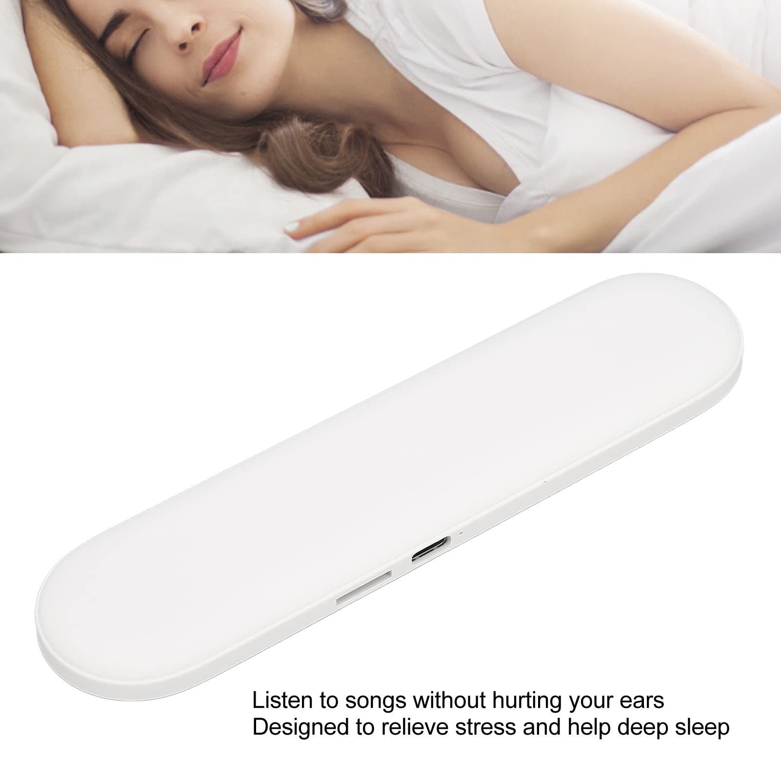 **Waterproof Mini Bone Conduction Pillow Speaker with Stereo Bass - 20H Playback, Timer & White Noise for Deep Sleep - Perfect for Insomnia Relief & Relaxation (White)**