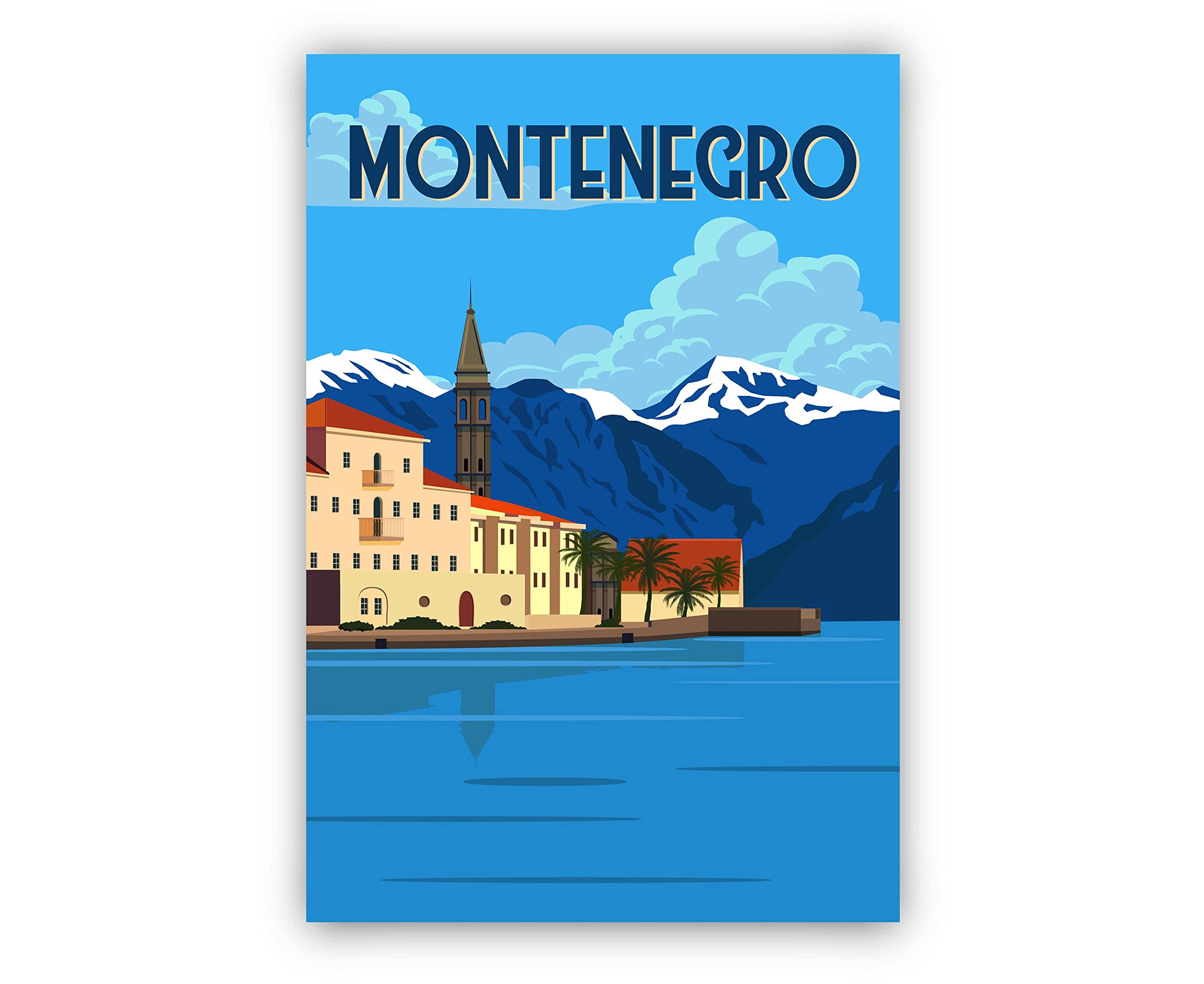 Montenegro Cityscape Wall Art Poster - 18x24 Inch Framed Canvas Print for Living Room, Bedroom & Office Decor - Perfect Gift for Travel Lovers & Home Interior Design