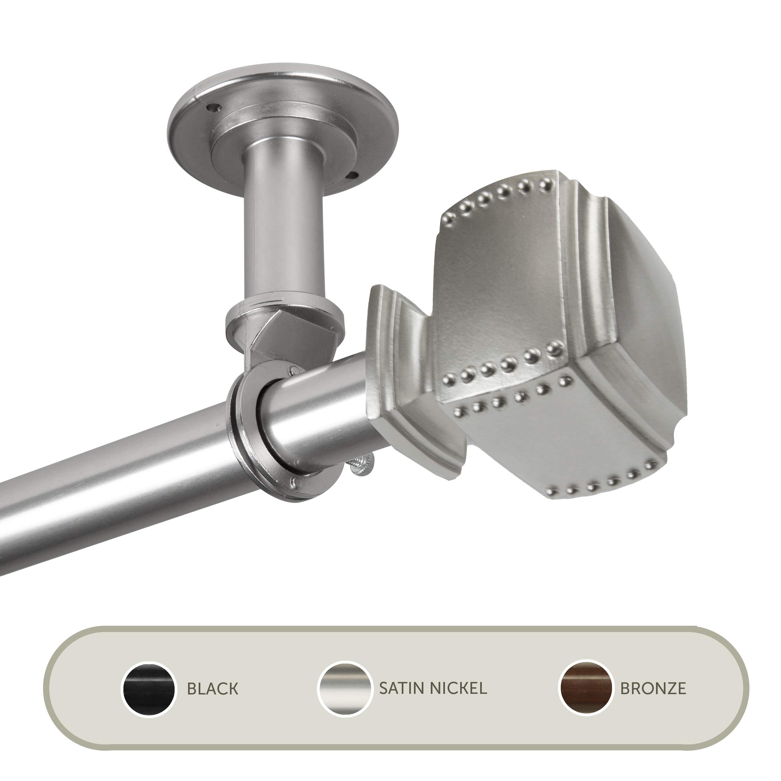 Rod Desyne Bennett 1-Inch Adjustable Ceiling Curtain Rod | 66 to 120 Inches | Satin Nickel Finish | Perfect for Room Dividers, Window Treatments & Home Decor