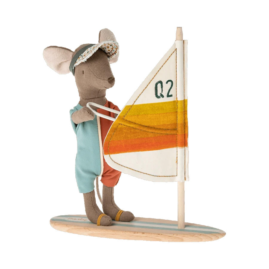 Maileg Beach Mice Surfer Big Brother Mouse - Adorable Handmade Toy for Kids, Perfect for Beach Play & Collectible Gifts