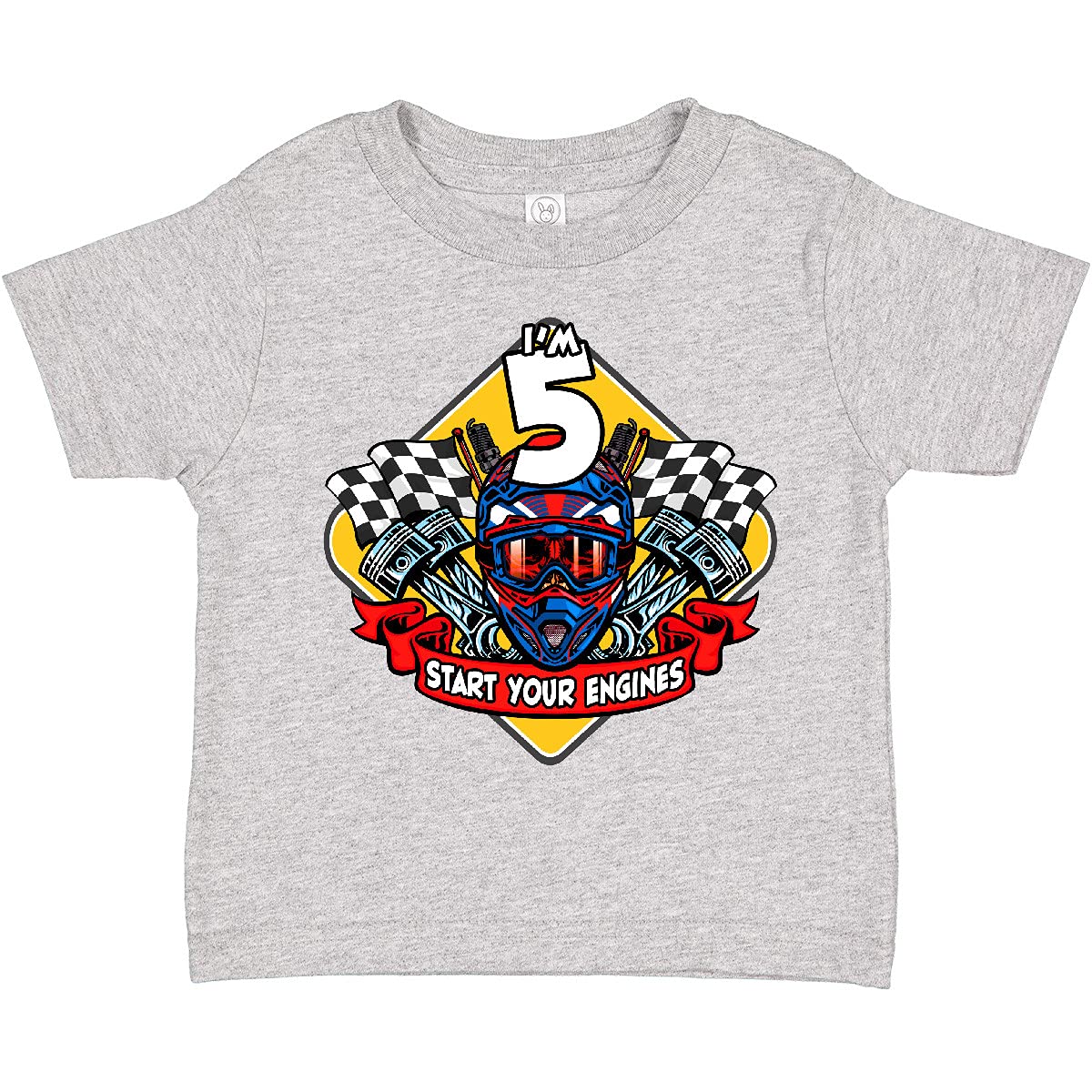 Inktastic Race Car 5th Birthday Toddler T-Shirt - Cute Boys' Racing Themed Tee for Birthday Party & Playtime