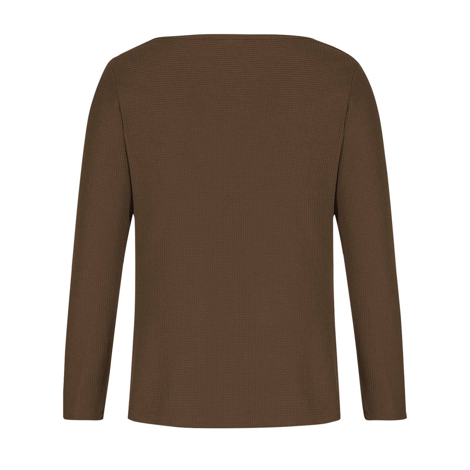 Women's Long Sleeve V-Neck Waffle Knit Pullover Blouse with Dragonfly Print - Casual Loose Fit Tops for Fall, Workout & Everyday Wear
