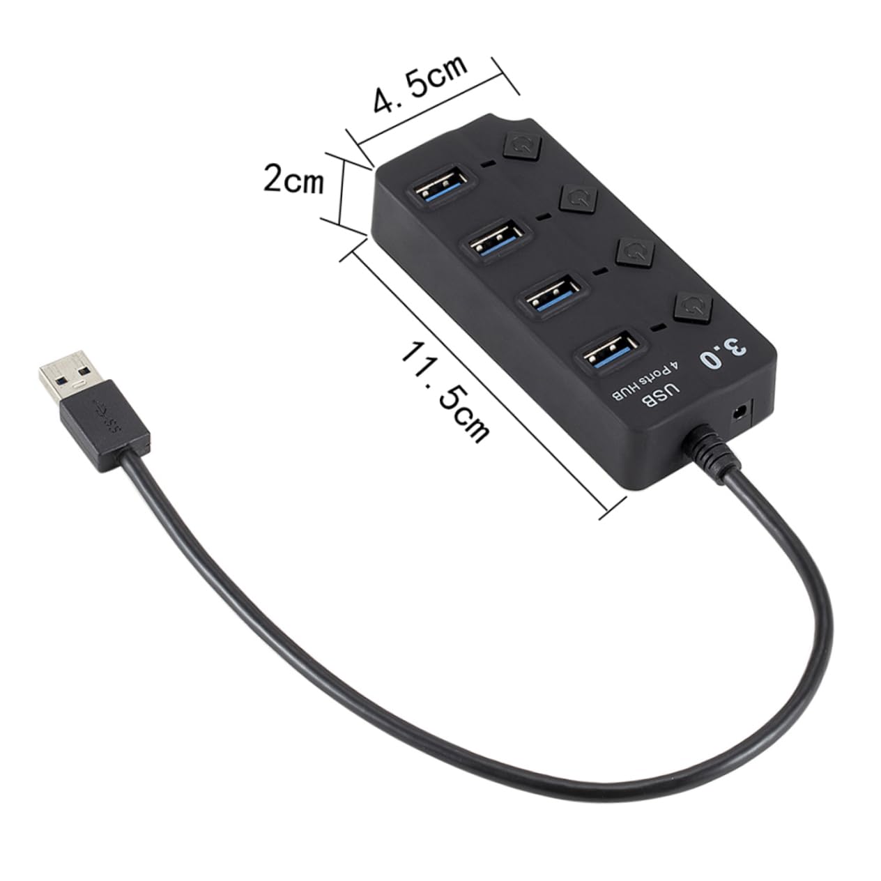OSALADI 4-Port USB 3.0 Hub with Individual Switches - High Speed Data Transfer for Laptop, PC, Tablet & Smartphone - Perfect for Home Office, Gaming & Travel Accessories
