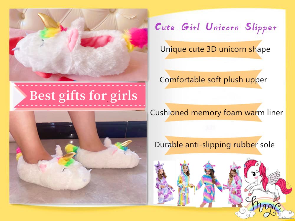 **Unicorn Slippers for Girls - Soft & Comfortable Toddler House Slippers - Non-Slip Kids Indoor Shoes for Playtime & Cozy Home Wear**