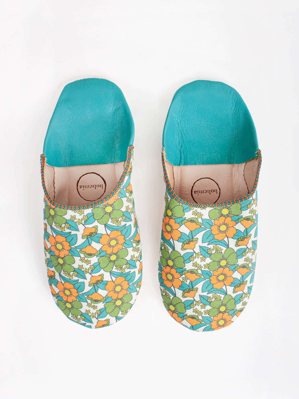 Margot Floral Babouche Slippers for Women - Aqua Blue Soft Comfortable House Shoes - Perfect for Indoor Relaxation, Spa Days & Cozy Home Wear