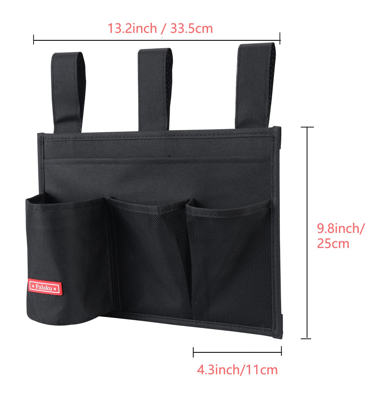 Hanging Bedside Caddy Organizer - 4 Pocket Storage for Bed Rails (Black) | Perfect for Books, Phone, Glasses & Essentials | Bedroom Organization & Small Space Storage Solution