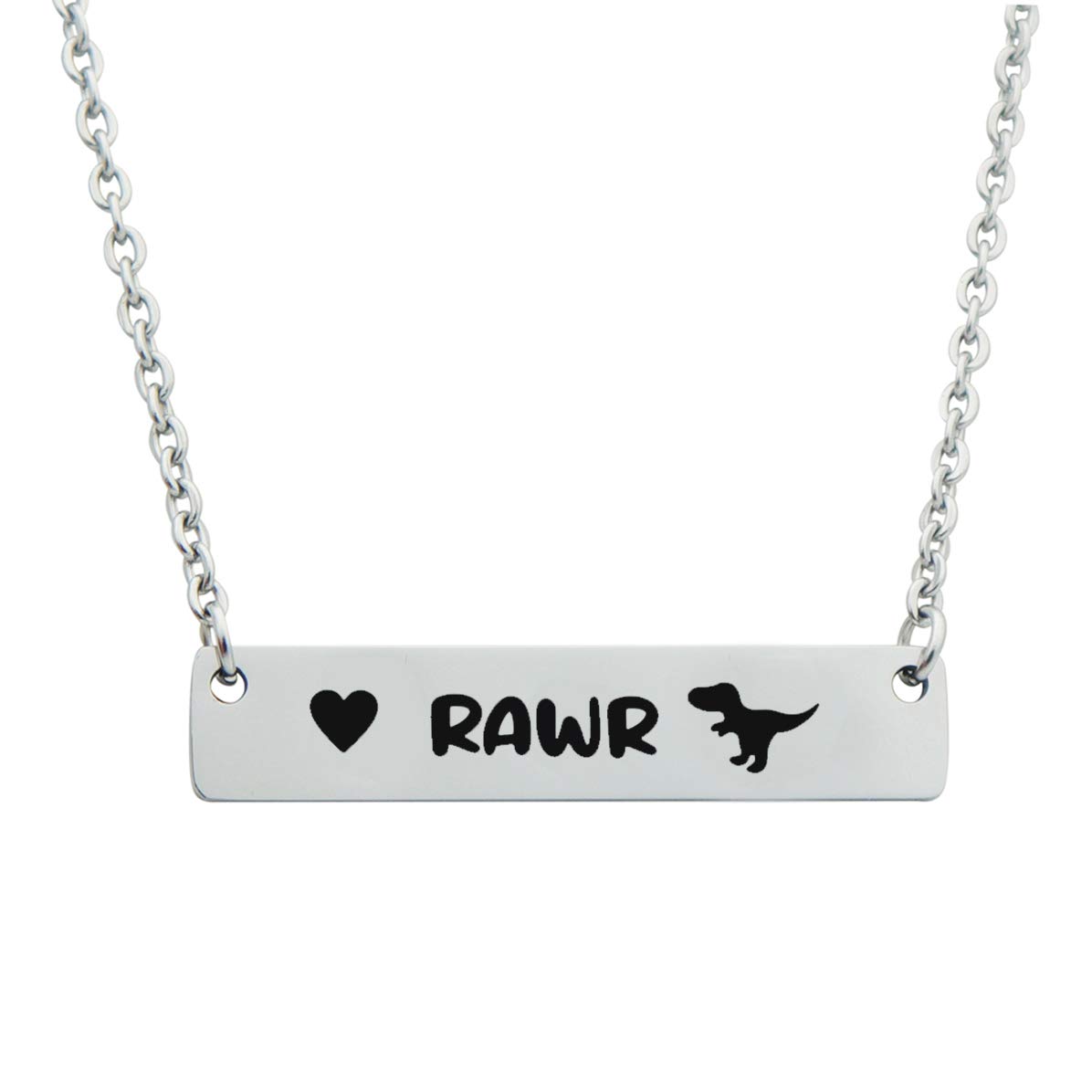 Beeshion Dinosaur Lover Gift Set - RAWR Means I Love You Dinosaur Necklace & Keychain for Men, Women, Family & Friends | Perfect Birthday, Anniversary, Valentine's Day Present for Dino Enthusiasts