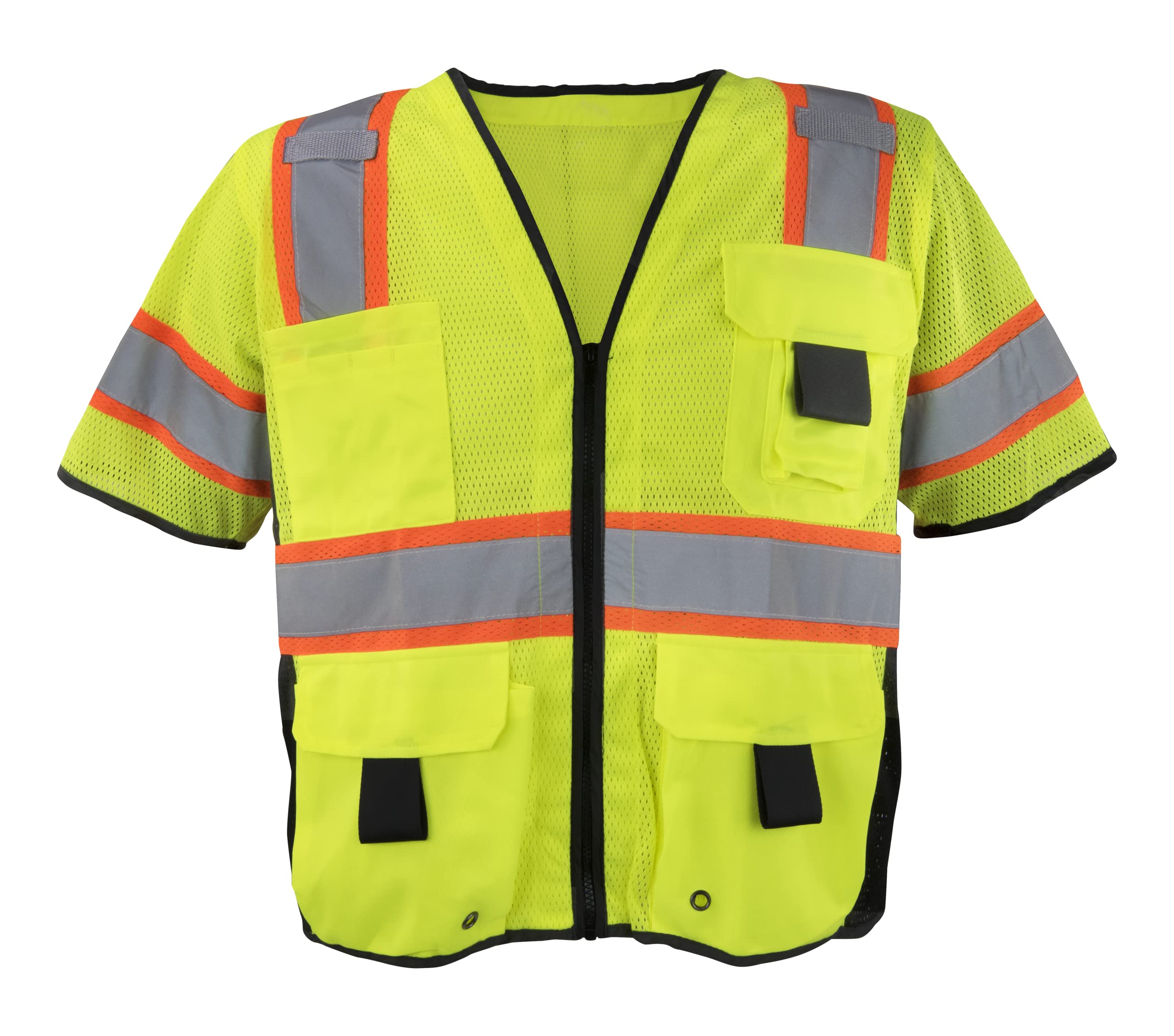 Ironwear 1296 Class 3 Reflective Safety Vest with Zipper & Radio Clips - High Visibility Work Vest for Construction, Road Crew & Emergency Responders