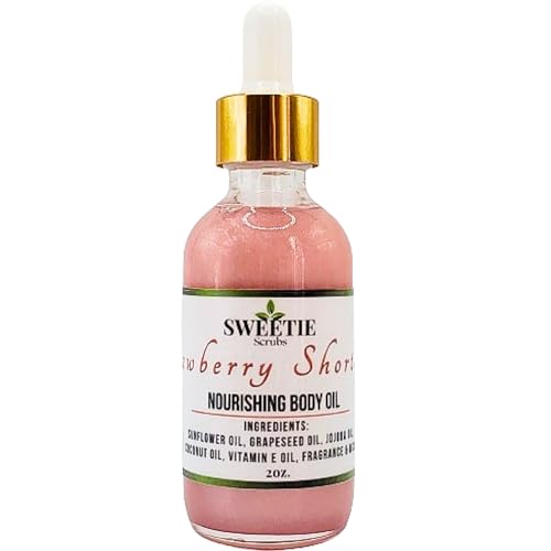 Strawberry Shortcake Scented Nourishing Handmade Body Oil | Moisturizing Non-Greasy After Shower Skincare | Hydrating Dry Skin Treatment | Perfect for Spa Day, Relaxation & Self-Care Routine