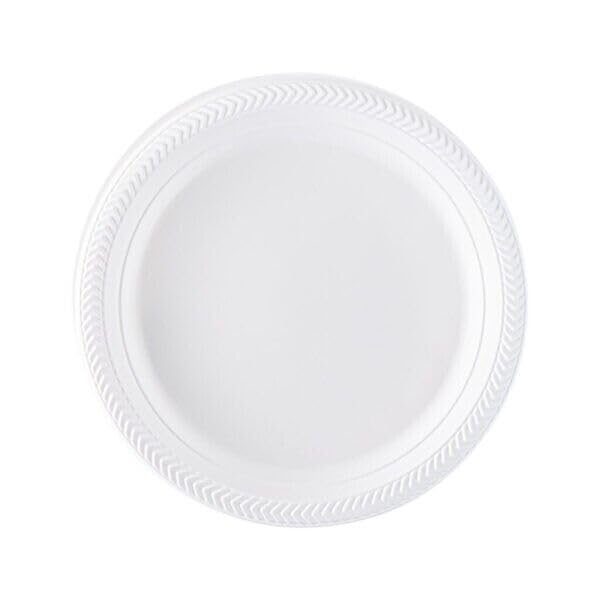9-Inch Disposable White Plastic Plates - 300 Count - Microwave Safe Round Dinner Plates for Thanksgiving, Parties, Weddings & Holidays - Perfect for Family Gatherings, BBQs & Catering Events
