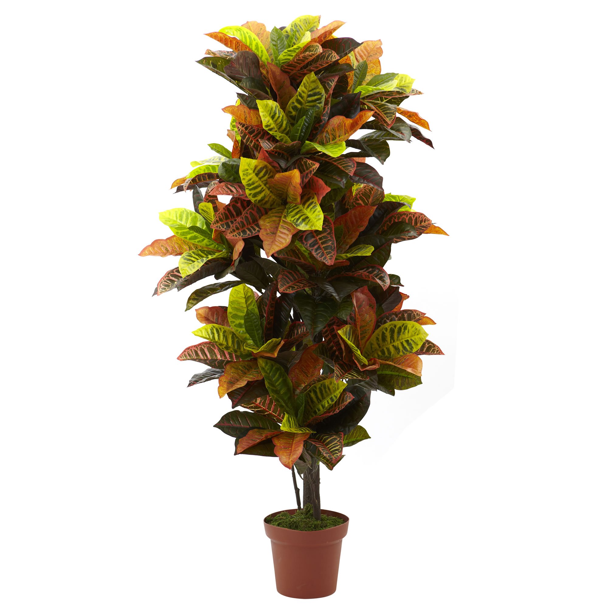 Nearly Natural 56-Inch Real Touch Croton Artificial Plant - Lifelike Faux Tree for Home Decor, Office, Living Room & Indoor Spaces