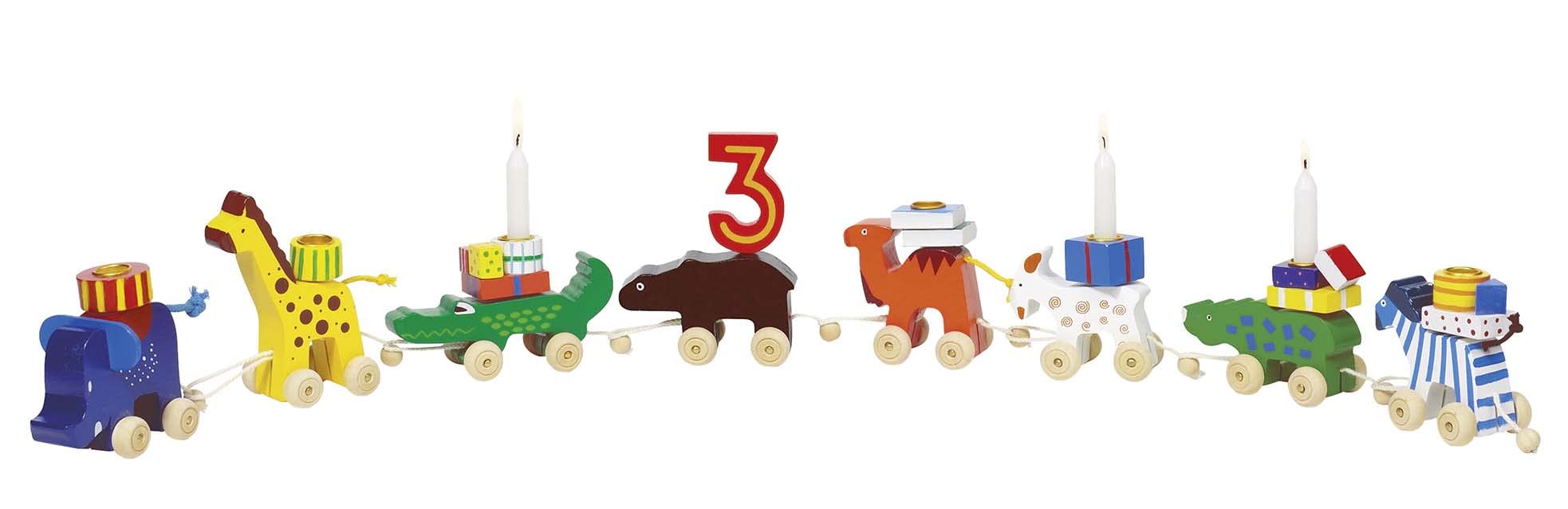 Goki Wooden Birthday Train Toy - Perfect Gift for Kids Birthday Party & Train Themed Decorations