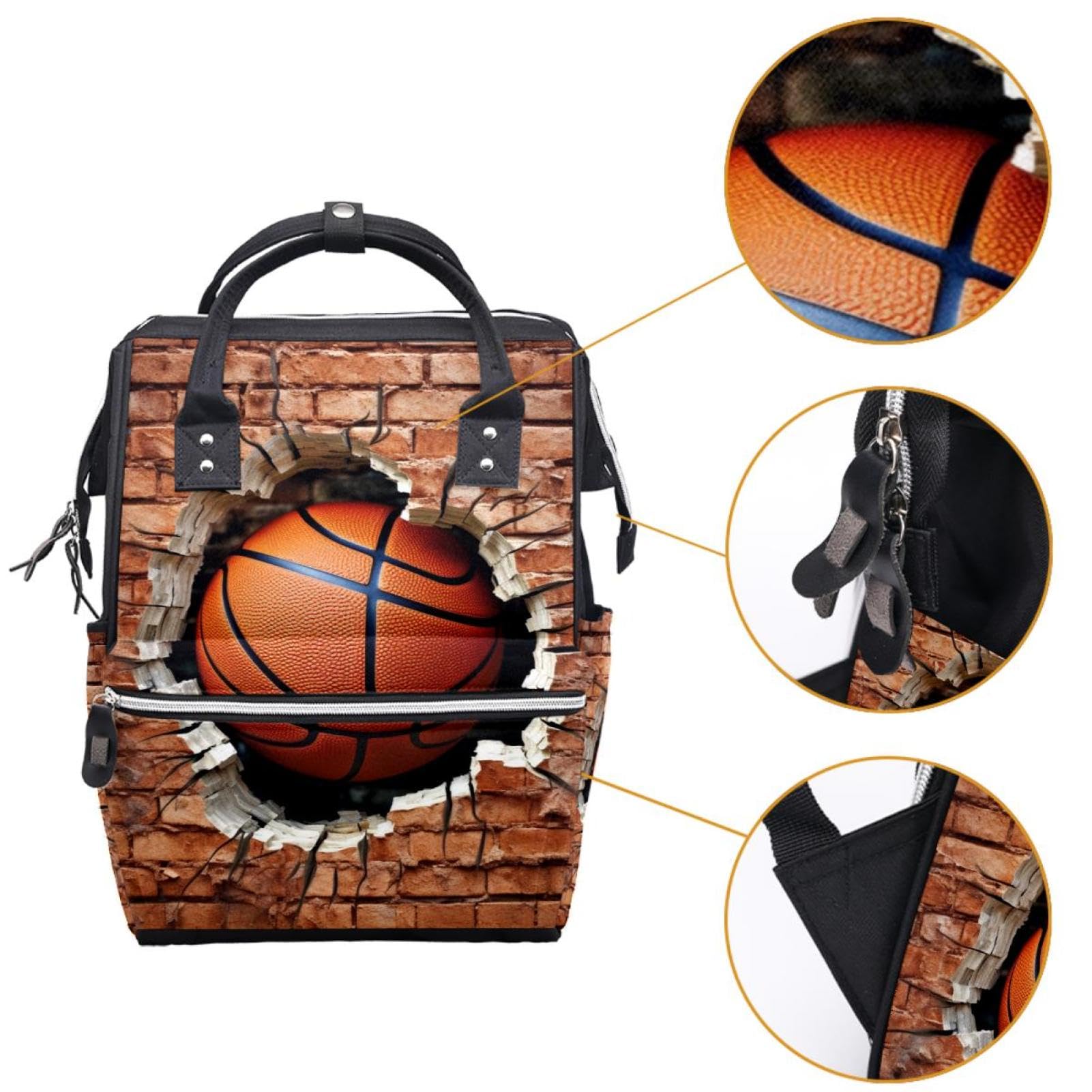 Men's & Women's Travel Backpack with Basketball Wall Texture - Durable Carry-On Backpack for Gym, Work, School & Outdoor Adventures