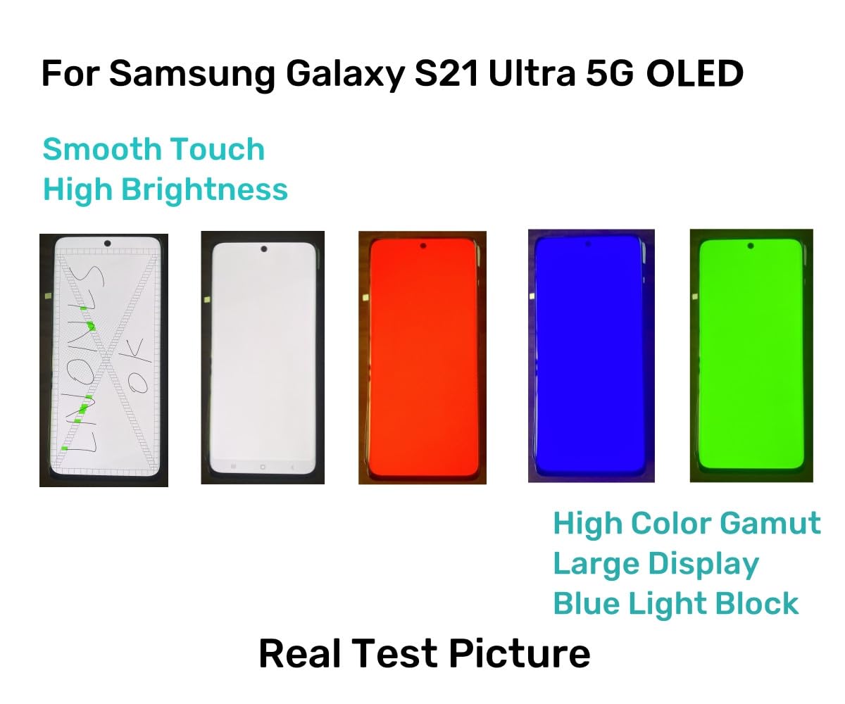 Original OLED Screen Replacement for Samsung Galaxy S21 Ultra 5G (G998U/G998B/DS) - LCD Touch Digitizer Display Assembly with Frame & Repair Toolkits - Perfect for DIY Repairs, Cracked Screen Fixes & Phone Restoration (Black)