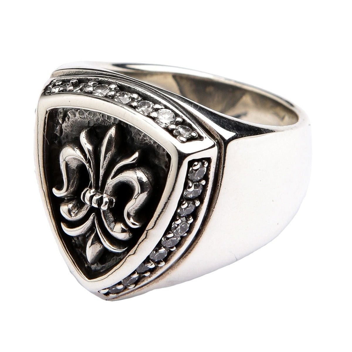 Sterling Silver Diamond Fleur De Lis Men's Ring for Wedding, Anniversary & Gift - Elegant Jewelry for Him