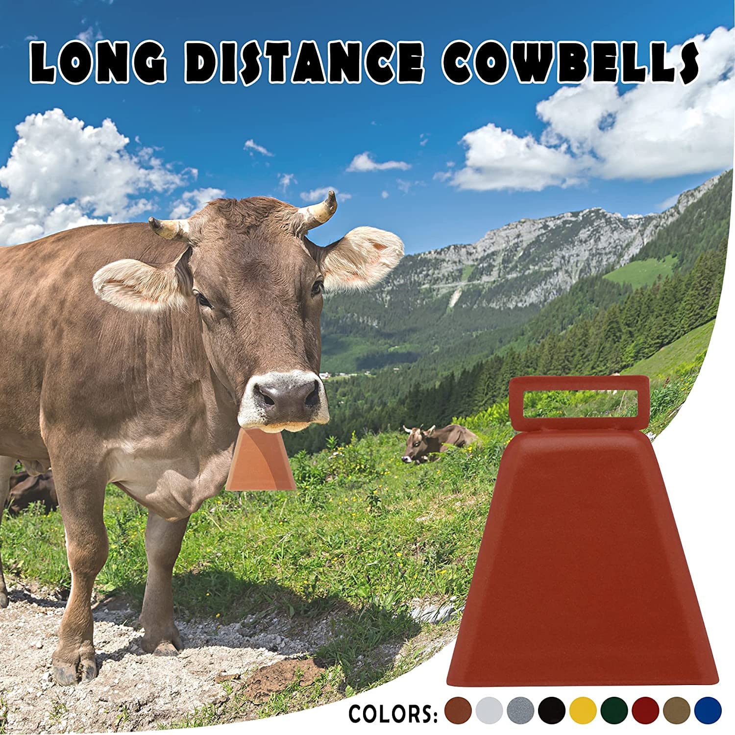 Bevin Bells Long Distance Cow Bells 10LD - Loud Steel Christmas Bells with White Strap Handle for Easy Grip | USA Made | Perfect for Holiday Decorations, Farm Animal Tracking & Outdoor Events