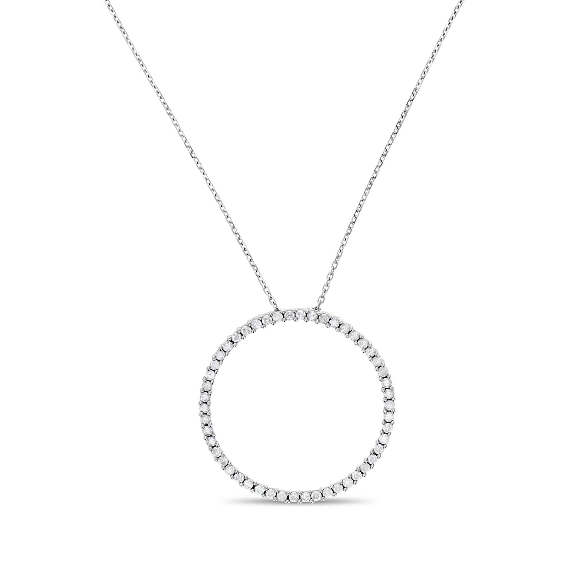 Circle of Life Diamond Pendant .75cttw 14k White Gold Necklace - Elegant Jewelry Gift for Women, Anniversary & Special Occasions