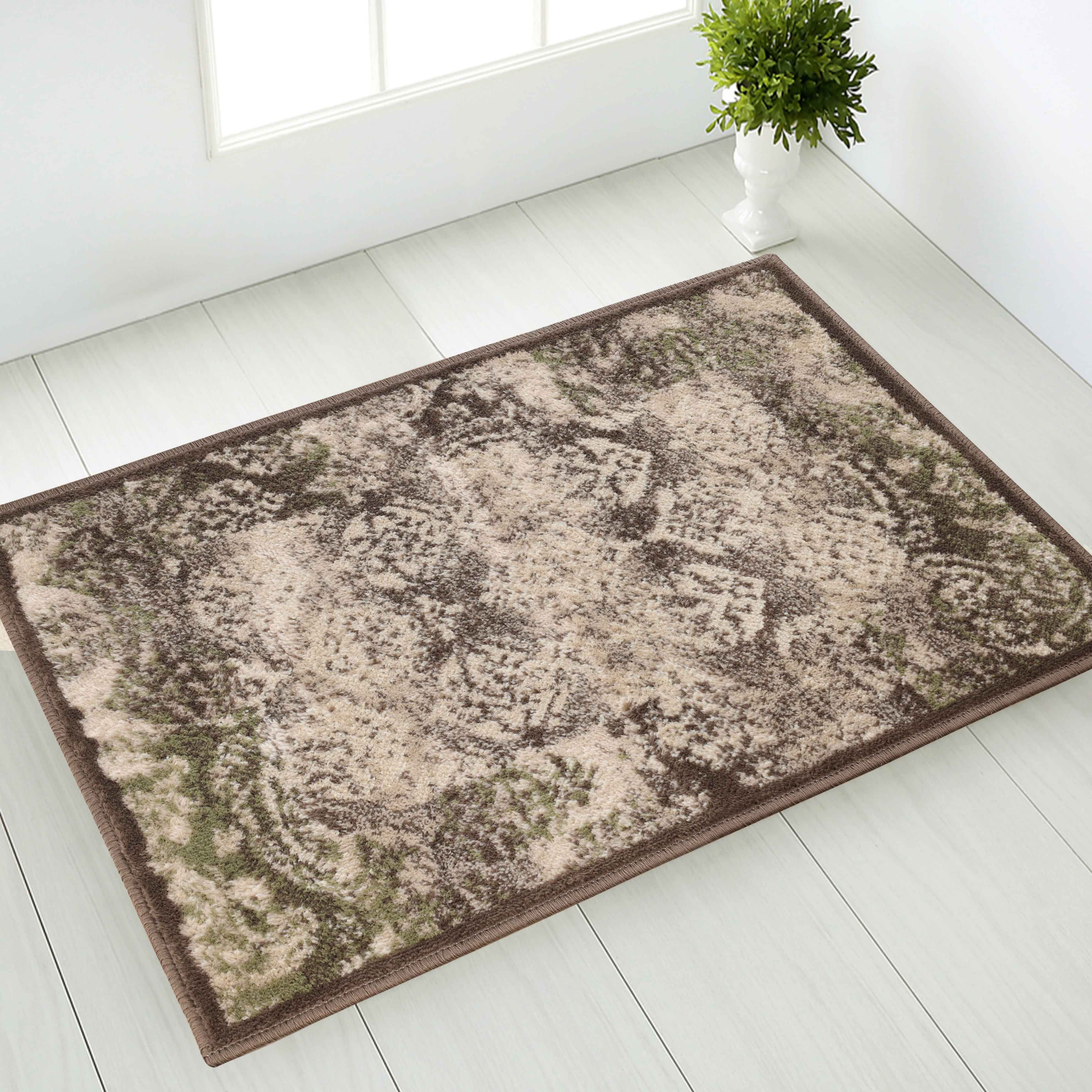 Stylish Modern Damask Indoor Area Rugs & Runners - Non-Slip Soft Living Room Carpet for Bedroom, Hallway, Entryway - Home Decor Floor Mat