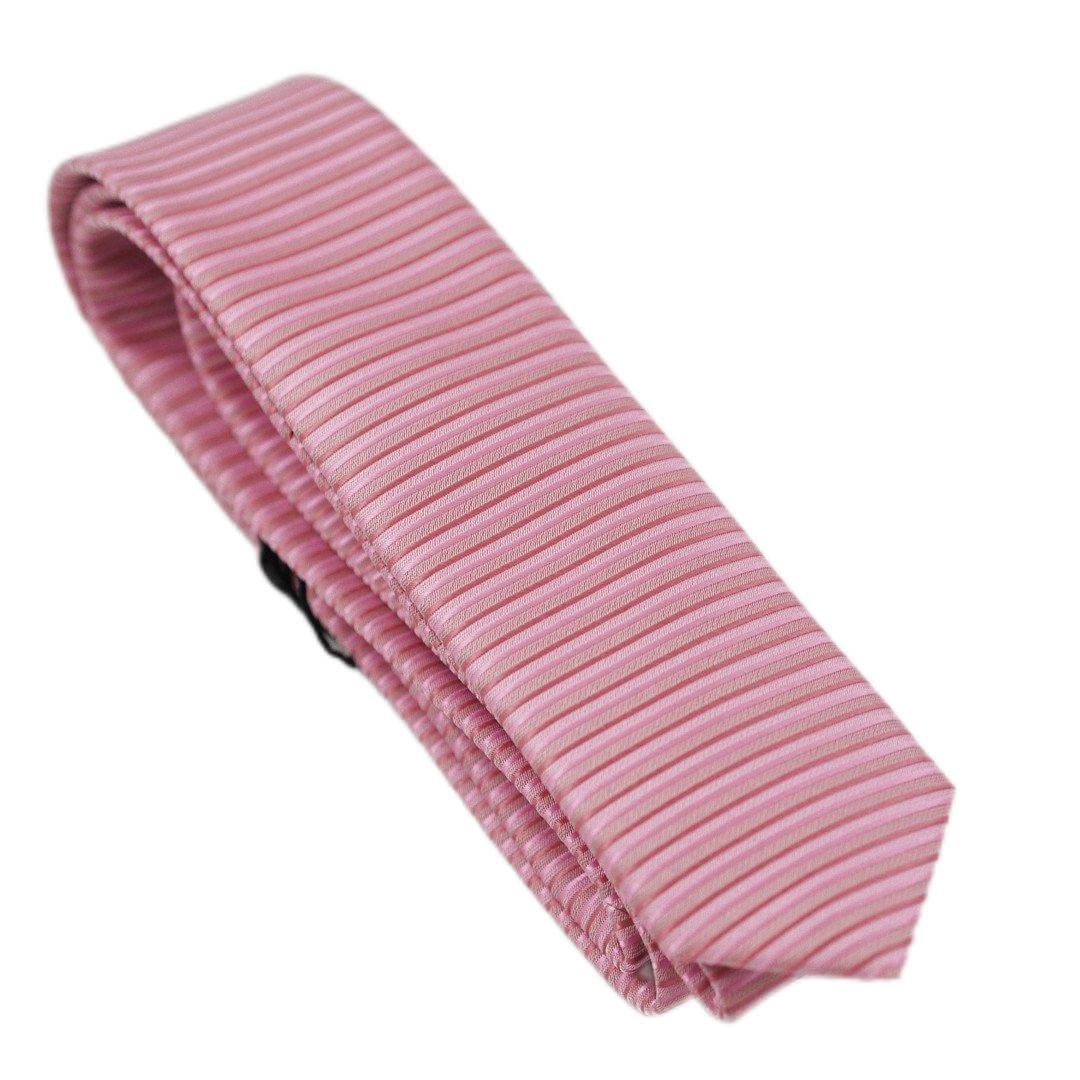 100% Pure Silk Pink Skinny Tie - Handmade Woven Designer Necktie for Men - Perfect for Weddings, Business Meetings & Formal Occasions