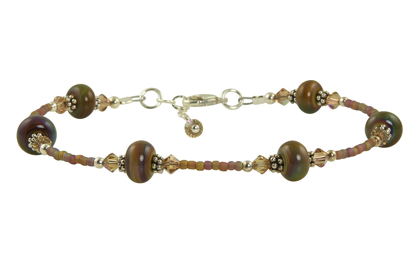 Topaz Lampwork Beaded Anklet - Handmade Glass Bead Ankle Bracelet for Women - Perfect for Beach, Boho Fashion & Summer Outfits