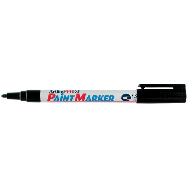 Artline 440 Black Paint Marker 1.2mm Bullet Tip - Pack of 12 - Permanent Ink for Metal, Plastic, Glass, Wood - Ideal for DIY Projects, Crafts, Signage & Industrial Labeling