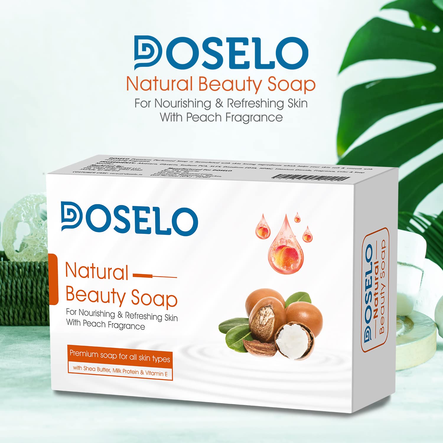 DOSELO Natural Beauty Soap for All Skin Types - Shea Butter & Milk Moisturizing Bar (Pack of 5) | Gentle Cleansing for Face & Body, Daily Skincare Routine